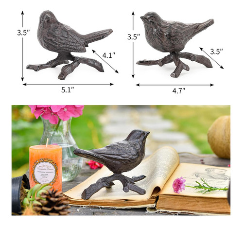 Estatuas De Pájaros Pequeños De Hierro Fundido Sungmor, De 2
