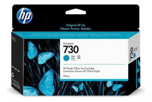 Cartucho Hp 730 P2v62a 130ml Cyan Caducado