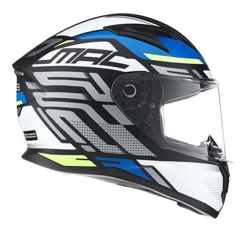 Casco Mac Speed Control Blanco Azul Mate Mr Ituzaingo