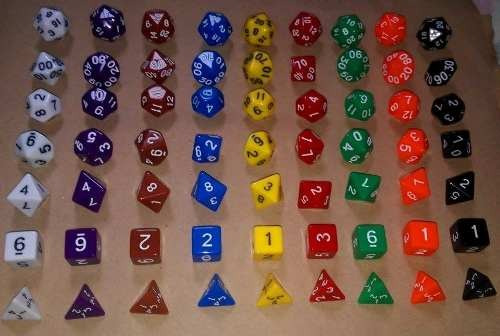 Jogo Dados Rpg 7 Sete Peças D4, D6, D8, D10, D10%, D12 E D20