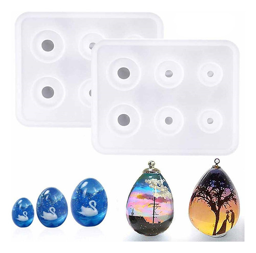 Forma De Huevo Molde De Resina De Silicona Colgante Ovalado
