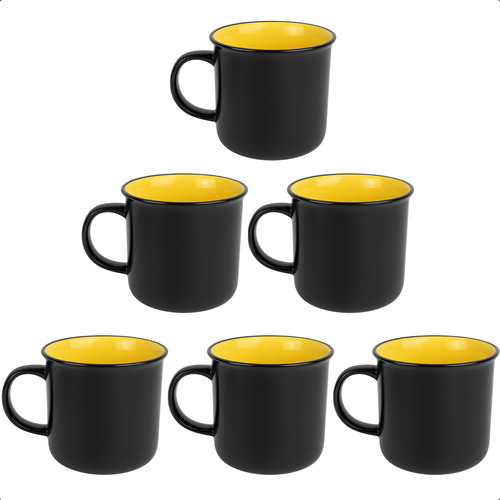 X6 Taza Jarro De Cerámica Color Amarillo