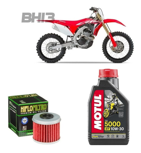 Kit Troca Óleo Motul 5000 10w30 Crf 250r 2004 A 2018 Hf116