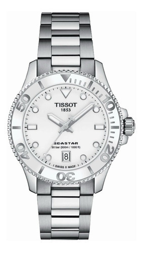 Reloj Tissot Seastar 1000 36mm Acero | Blanco Doble Correa Color de la correa Plateado
