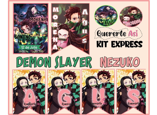 Kit Imprimible Express Personalizado- Demon Slayer Y Nezuko