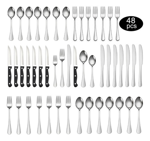 Juego De 48pcs Cuchillo, Tenedor Y Cuchara Acero Inoxidable