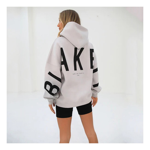 Sudadera Con Capucha Holgada Con Letras Para Mujer