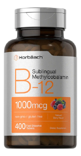 Vitamina B12 1000mcg | 400 Tabs Sublinguales | Metilcobalamina Horbaach