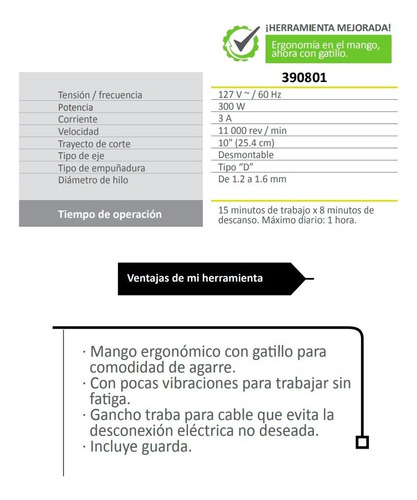 Imagen 3 de 8 de Desbrozadora Electrica 300w Cortadora Pasto Domesti Garantia