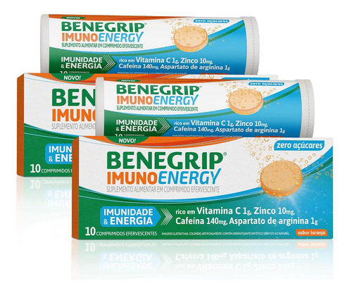 Kit C/ 02 Benegrip Imuno Energy 10 Comprimidos Efervescentes