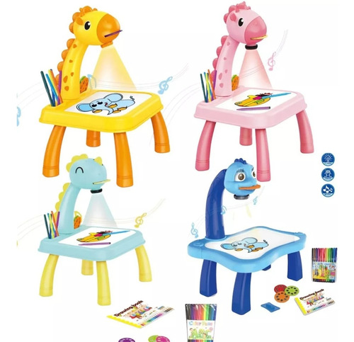 Mesa De Dibujo Para Niños Con Proyector + 12 Lapiz De Color
