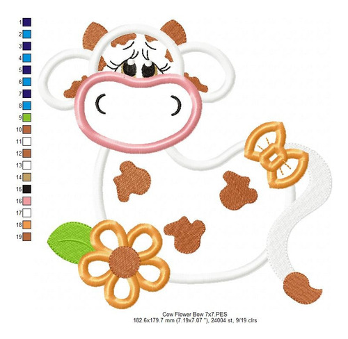 Matriz Para Bordados Maquina Granja Vaca Flor Lazo 4076