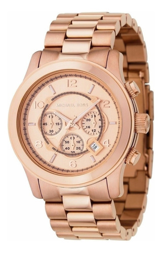 Relógio De Pulso Michael Kors Lexington Mk8096 Com Corpo Dourado,  Analógico, Para Feminino, Fundo  Rose, Com Correia De Aço Inoxidável Cor Rose, Bisel Cor Rose E Dobrável