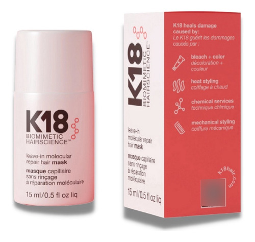 K18 Máscara Reparación Molecular Sin Enjuague X 15ml