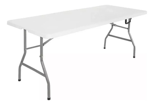 Mesa Plegable Tipo Valija Camping Jardin 1,80m Maletin Asado Blanco