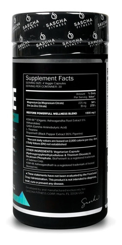 Sascha Fitness Restore 120 Capsulas Fit 9 Nocturno Restore