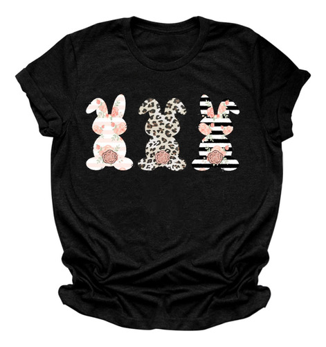 Camiseta De Manga Corta Con Estampado De Conejo De Pascua D