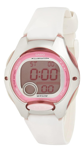 Reloj Digital Mujer Lw200-7av Correa De Resina Blanca