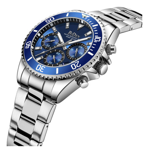 Reloj Biden Chronograph De Acero Inoxidable Impermeable Para