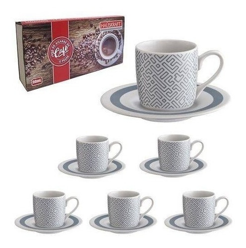 Imagem 1 de 2 de Jogo De Xicara Para Cafe De Porcelana Com 12 Pecas Labirinto