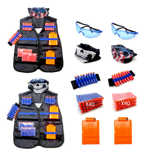 Kit Chaleco Táctico Para Niños Nerf Dardos Guns N-strike X2