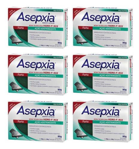 Sabonete Asepxia 80g Formula Forte - Kit Com 6un