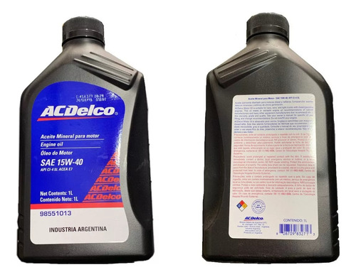 Aceite 15w 40 Mineral 1 Lt. Acdelco Egs