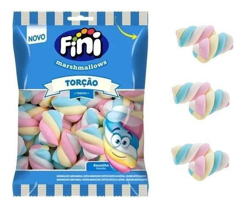 Kit 5 Pacotes De Marshmallow Fini Torção Colorido 250g Cada