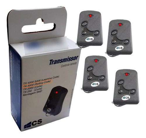 Controle Remoto Cs Rolling Code 433mhz Tx3000 Kit 4pçs
