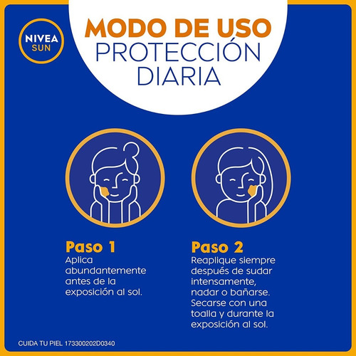 Protector Solar Facial Nivea Sun Piel Sensible 50 Fps 50 Ml