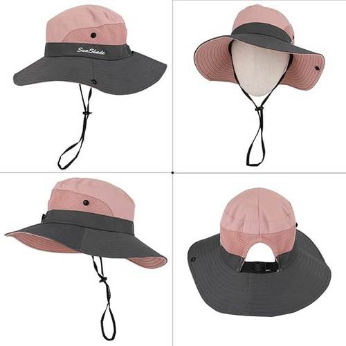 Practico Sombrero Para Sol Mujer Uv Color Rosa Plegable