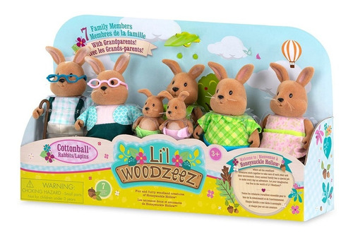 Lil Woodzeez 6492 Set Familia Numerosa 7 Conejos Con Abuelos