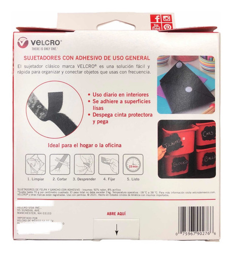 Sujetadores Con Adhesivo Rollo 4.5m X 19mm Velcro Multi Uso