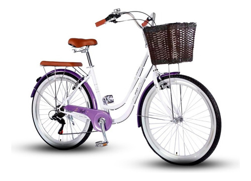 Bicicleta Jafi Lady Lavender Vintage De Mujer 7v Aro 26 Color Violeta