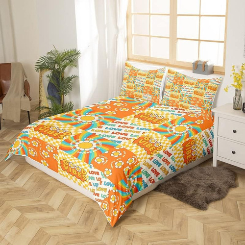 Feelyou Juego De Ropa De Cama Retro Hippie Con Flores 60s 70