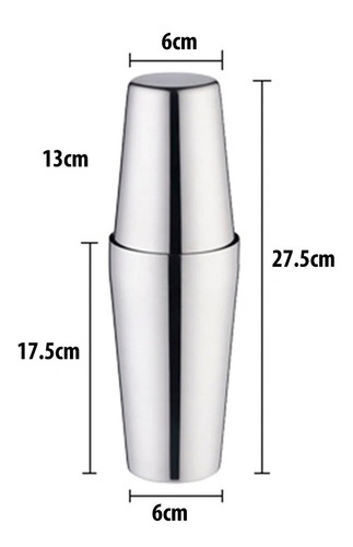 Imagen 5 de 6 de Coctelera Acero Inoxidable 550/750 Ml Tipo Boston