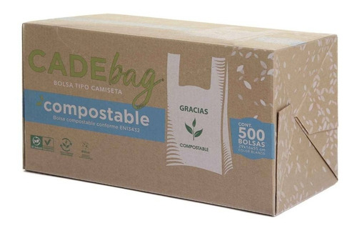 Imagen 1 de 4 de Bolsa De Plástico Biodegradable Cade Bag Tipo Camiseta 500 Pzas Msi