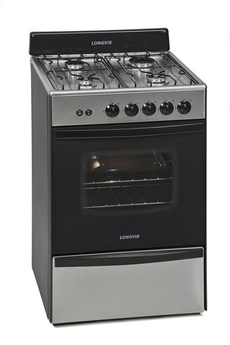 Cocina Longvie Standard 12331X a gas/eléctrica 4 hornallas  acero inoxidable 220V puerta con visor 70L