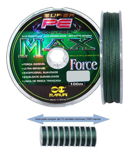Linha Multi Pe Max Force Maruri 0,45mm 58lbs/26,4kg - 100m