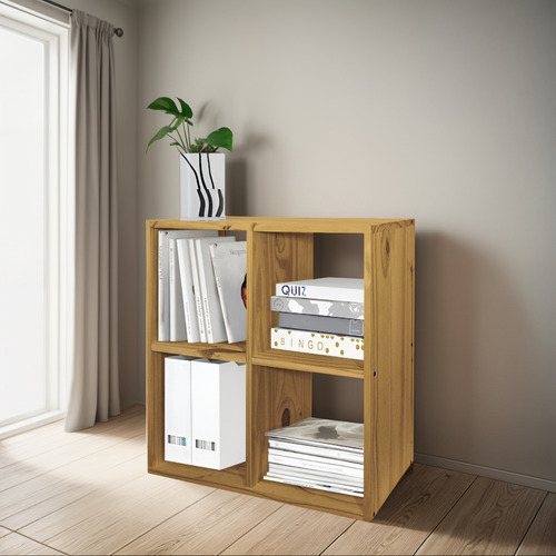 Biblioteca Flotante Estilo Moderno Macizo 4 Estantes Sajo