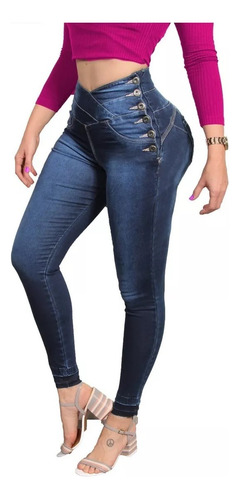 Calça Jeans Levanta Bumbum Bojo Cos Modeladora Transpassada