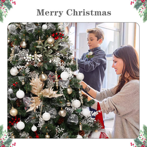 Paquete 78 Adornos Bolas Inastillables Árbol Navidad Blanco