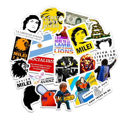 Stickers Javier Milei Libertad Pack X20 Souvenirs Regalos