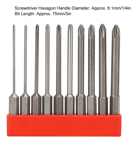 Juego De 10 Destornilladores Con Mango Hexagonal, Brocas De