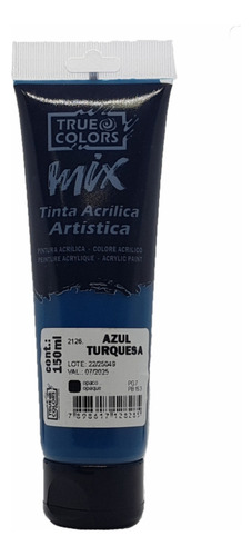 Tinta Acrílica Artistica Mix 150ml True Colors Cor Azul-turquesa
