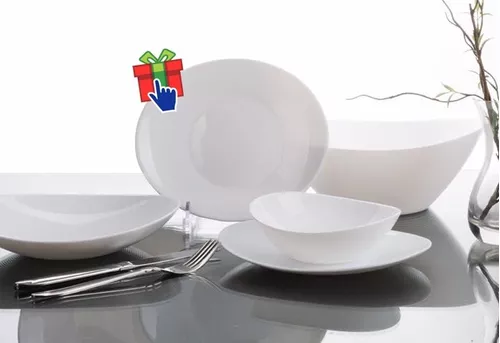 Set X6 Platos Hondos Sopa Ovalado Blanco Vidrio Templado