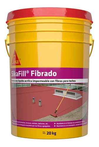 Membrana Liquida Fibrada Impermeable Techo X 20 Lts Sikafill