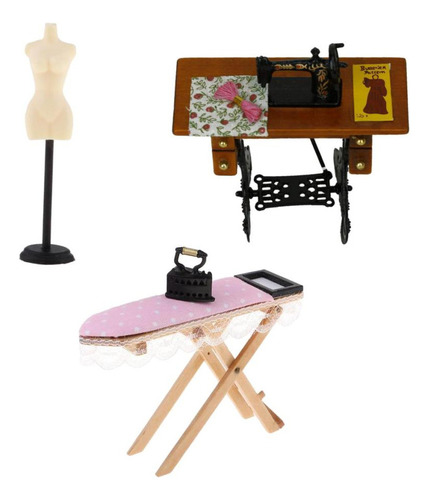 F 3 Piezas 1:12 Casa De Muebles En Miniatura Plancha Y De
