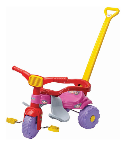 Triciclo Infantil Turma Da Mônica C/ Haste E Aro Magic Toys Cor Rosa