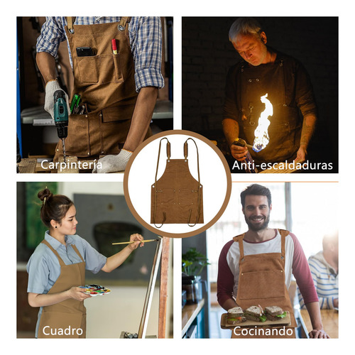 Delantal De Carpintería Lona Encerada Impermeable Ajustable